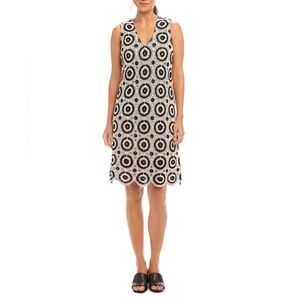 Karen Kane Black and White Patterned Crochet Shift Dress